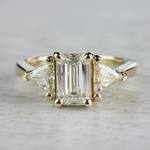 Incredible 1 Carat Emerald Cut Diamond Ring In Yellow Gold - small