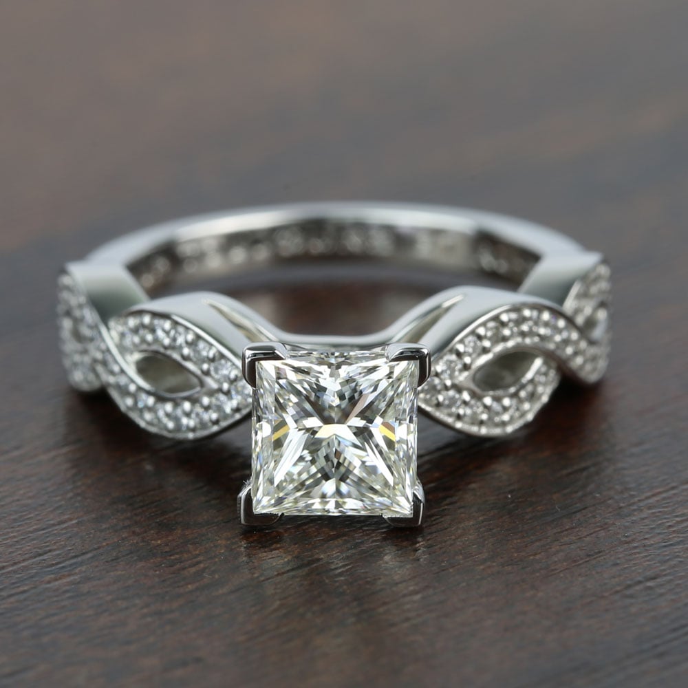 Infinity Twist 1.50 Carat Princess Cathedral Diamond Engagement Ring