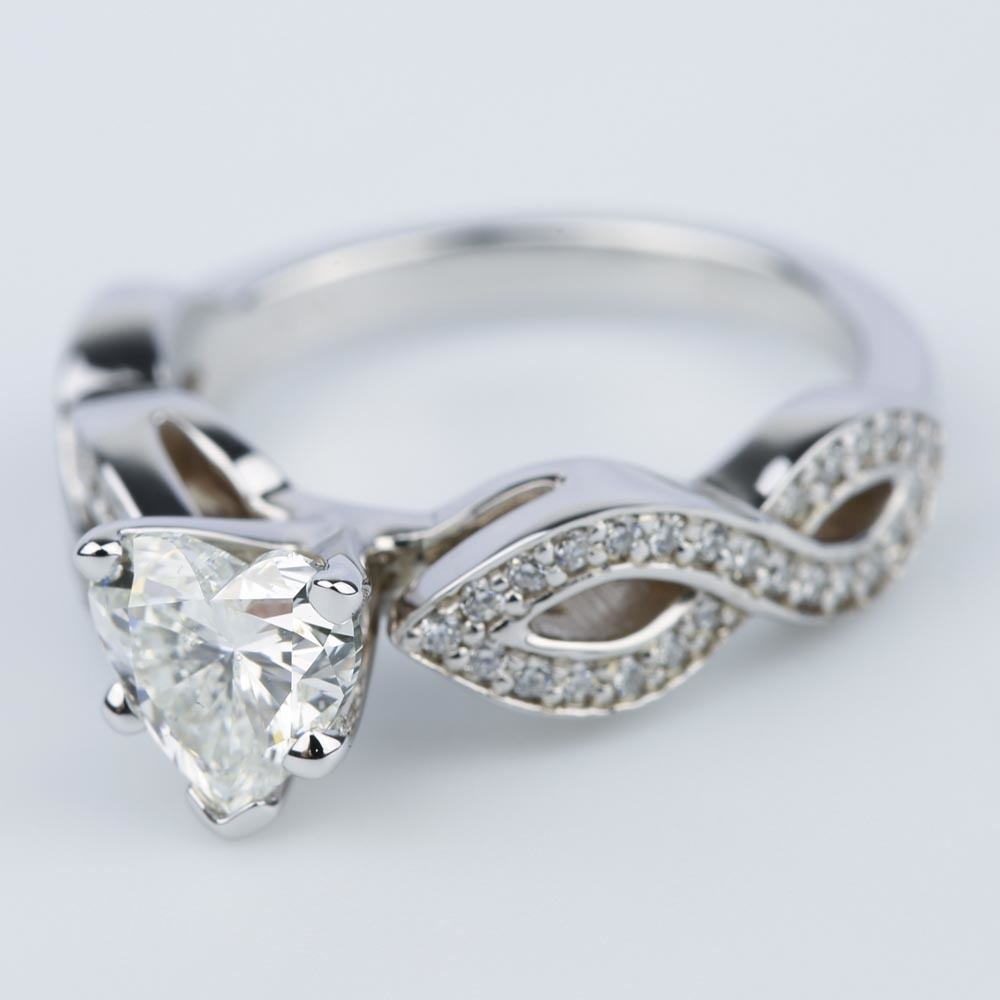 Infinity Twist Cathedral Heart Diamond Engagement Ring