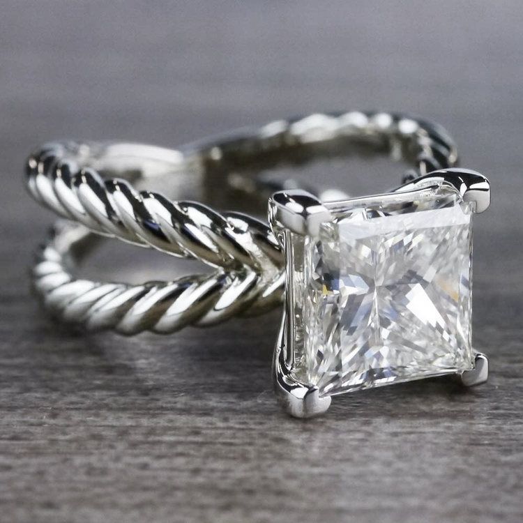 3 Carat Princess Cut Diamond Ring - Split Shank Design angle 3