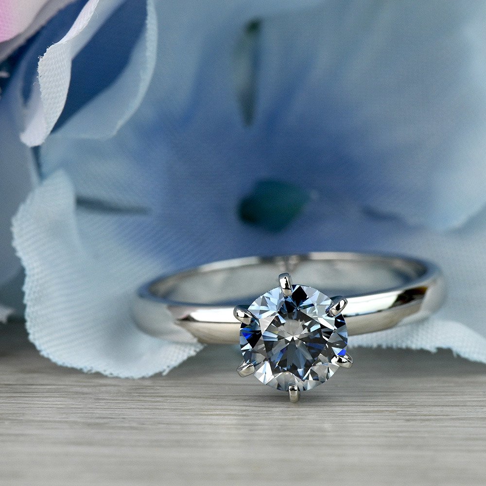 Lab Grown Round Fancy Blue Diamond Solitaire Engagement Ring angle 5