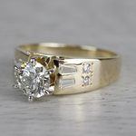 Lavish Round Cut Diamond Vintage Gold Engagement Ring - small angle 2