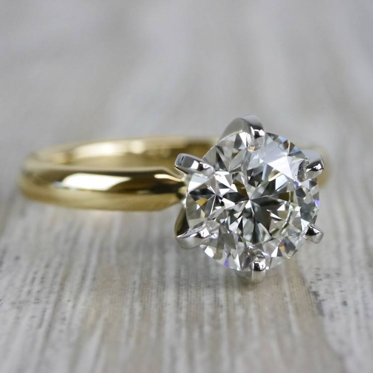 Luxurious Round Cut Diamond Solitaire Engagement Ring angle 3