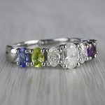 Magnificent Various Gemstones & Oval Diamond Engagement Ring - small angle 3