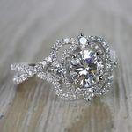 Delicate Double Halo Moissanite Engagement Ring - small angle 3