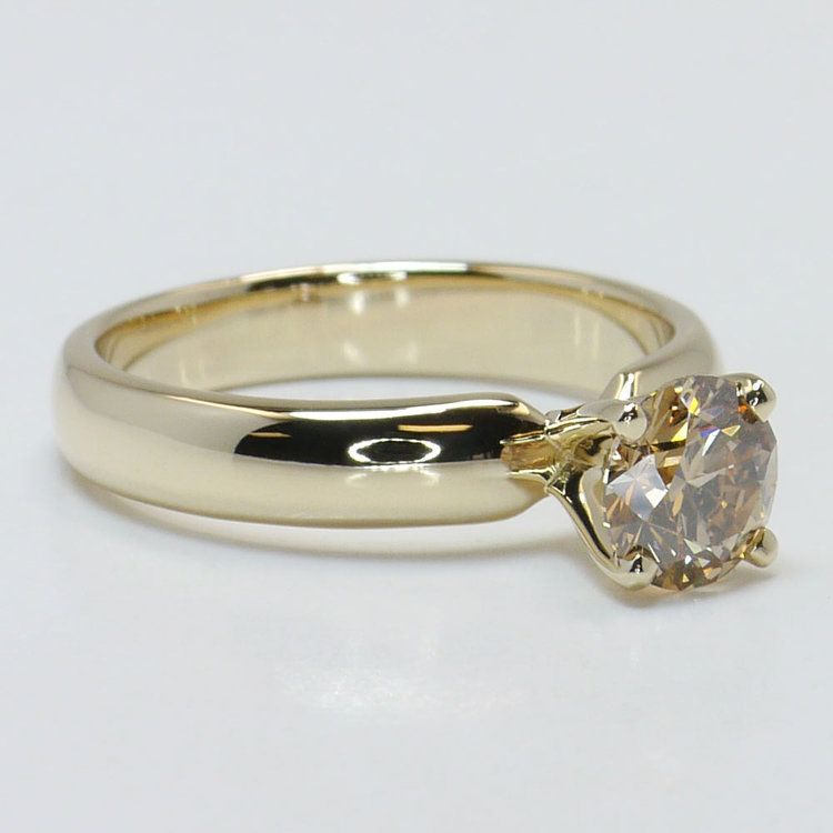 1 Carat Fancy Brown Diamond Engagement Ring In Gold angle 3