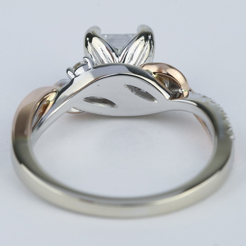 Two Tone Rose Gold Princess Diamond Engagement Ring angle 4