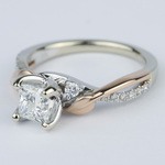 Two Tone Rose Gold Princess Diamond Engagement Ring - small angle 2