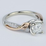 Two Tone Rose Gold Princess Diamond Engagement Ring - small angle 3
