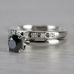 1 Carat Black Diamond Ring & Matching Black Diamond Pave Wedding Ring Set - small angle 2