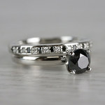 1 Carat Black Diamond Ring & Matching Black Diamond Pave Wedding Ring Set - small angle 3