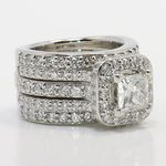 5 Band 1 Carat Princess Halo Diamond Engagement Ring - small angle 3
