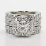 5 Band 1 Carat Princess Halo Diamond Engagement Ring - small