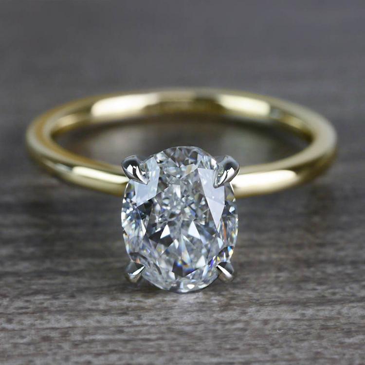 Outstanding Two-Tone Oval Shape 2 Carat Diamond Ring