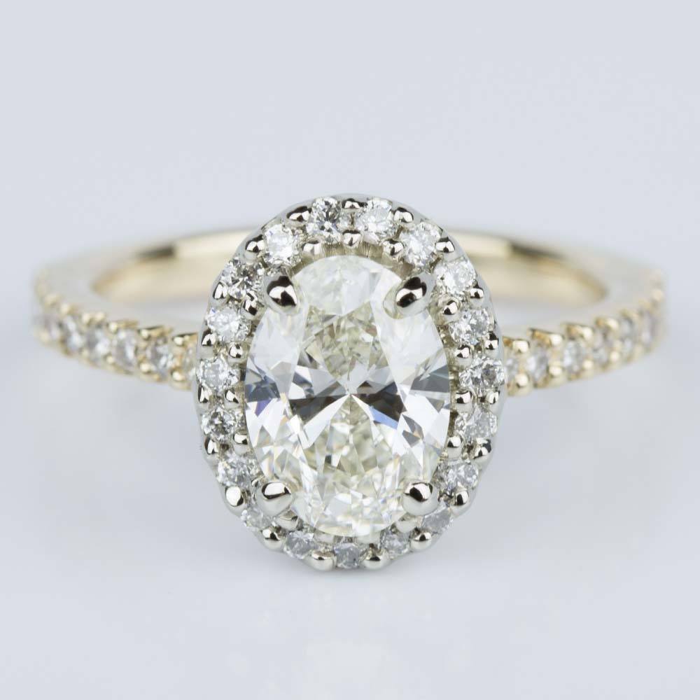 Two Tone Oval Engagement Ring In White And Yellow Gold — free download