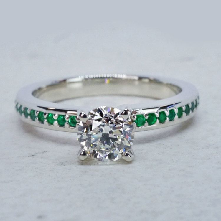 Pave Emerald Round Diamond Ring
