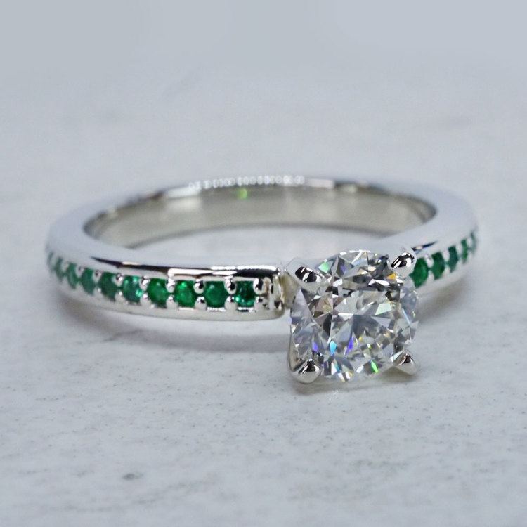 Pave Emerald Round Diamond Ring angle 3
