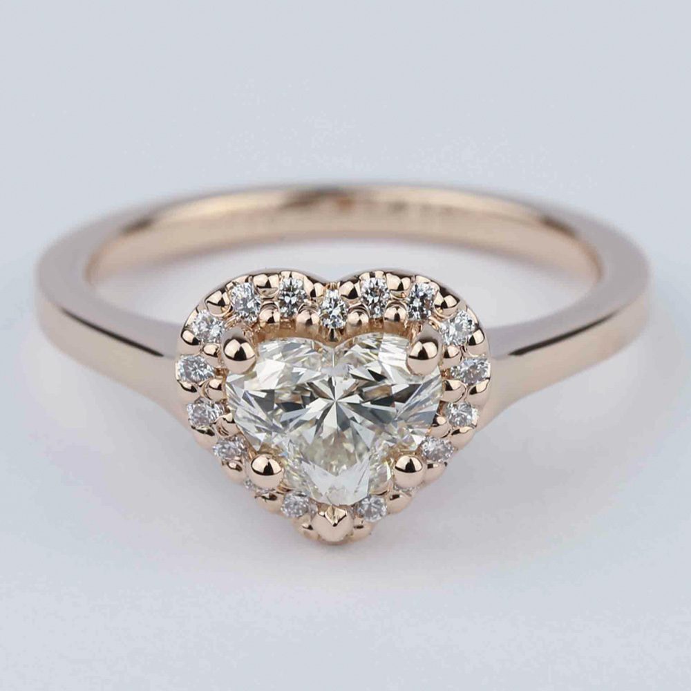 Heart Halo Engagement Ring In Rose Gold 