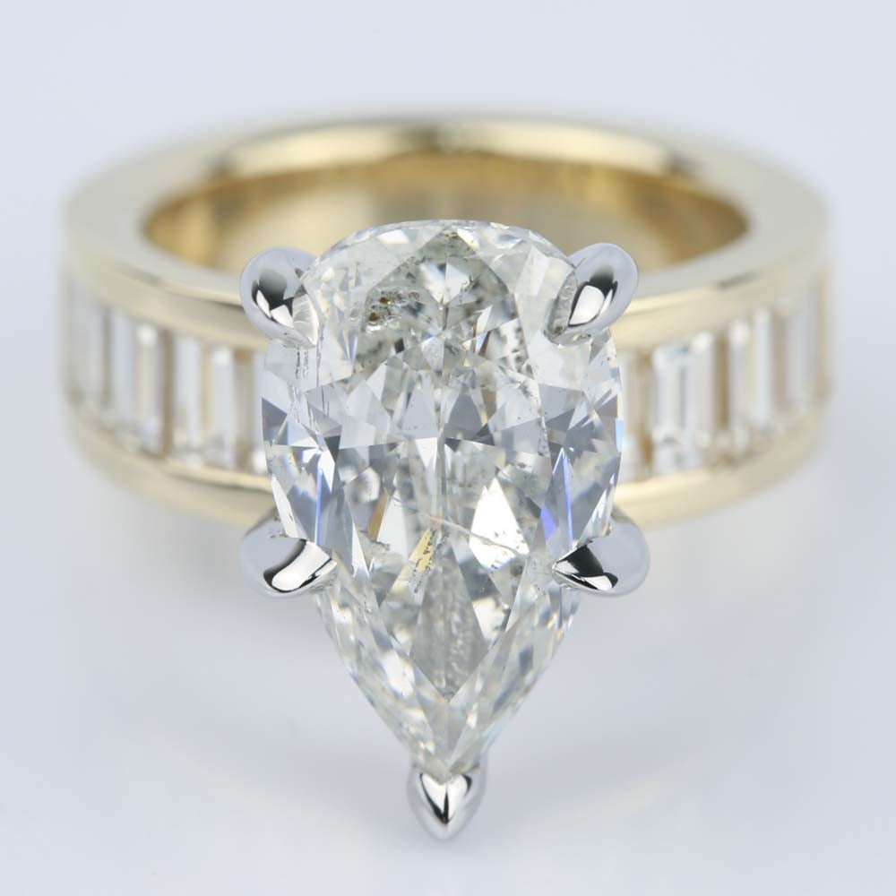 Pear Shape Tapered Baguette Engagement Ring