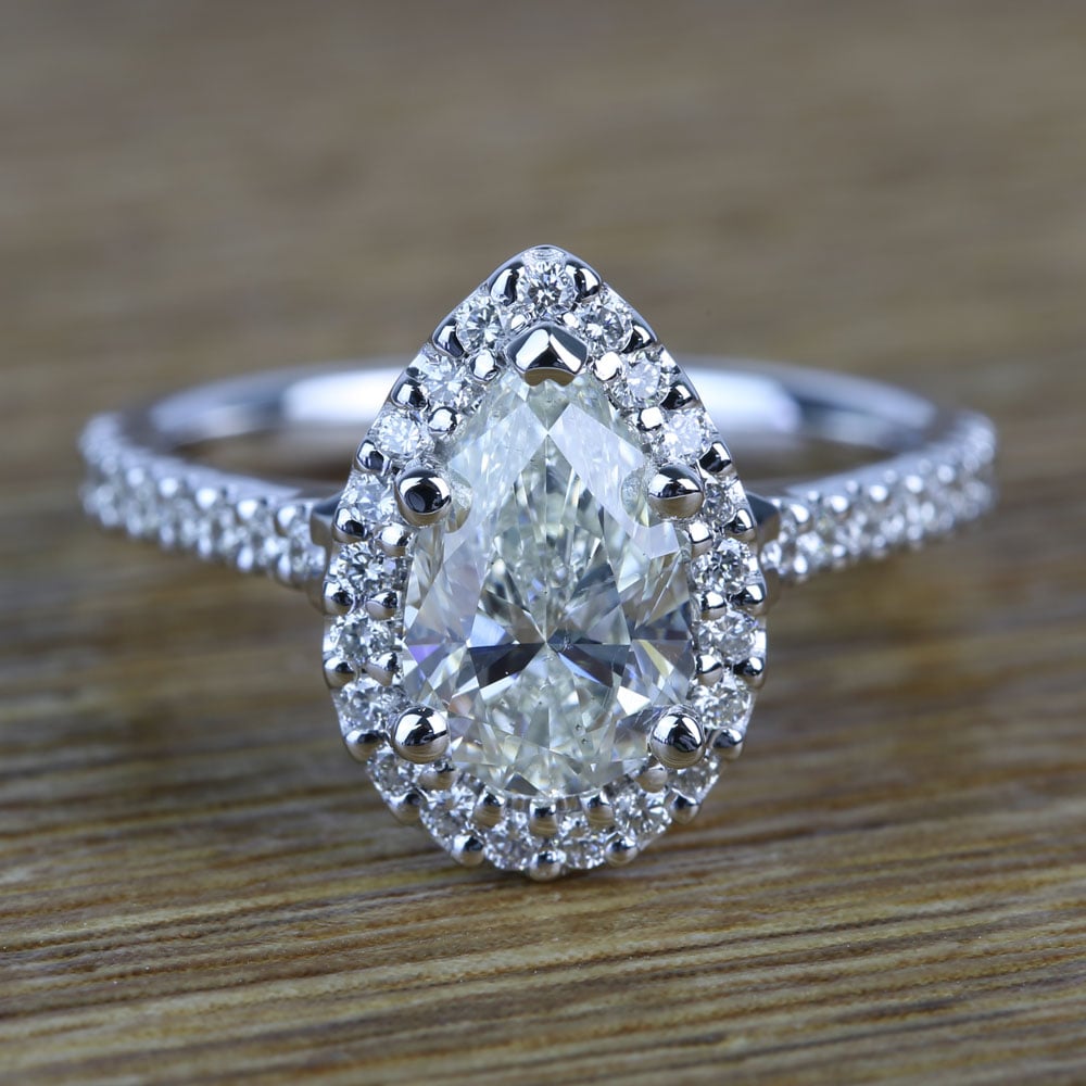 Pear Halo Diamond Engagement Ring (1.50 Carat)