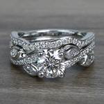 Perfectly Petaled Twisted 1.04 Carat Round Diamond Engagement Ring & Matching Band - small