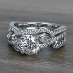 Perfectly Petaled Twisted 1.04 Carat Round Diamond Engagement Ring & Matching Band - small angle 2