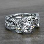 Perfectly Petaled Twisted 1.04 Carat Round Diamond Engagement Ring & Matching Band - small angle 3