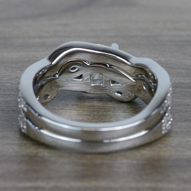 Perfectly Petaled Twisted 1.04 Carat Round Diamond Engagement Ring & Matching Band angle 4