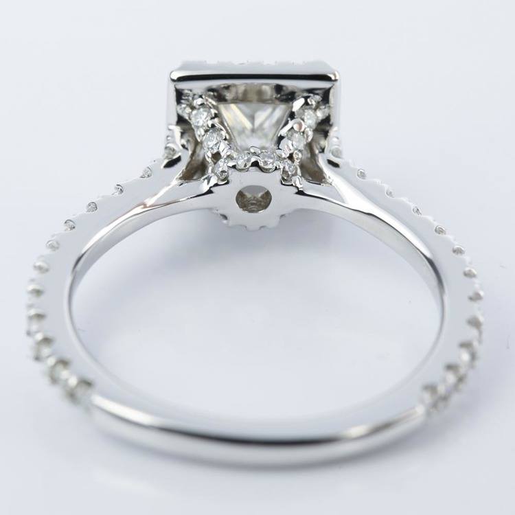Princess Cut Halo Diamond Engagement Ring In 14K White Gold