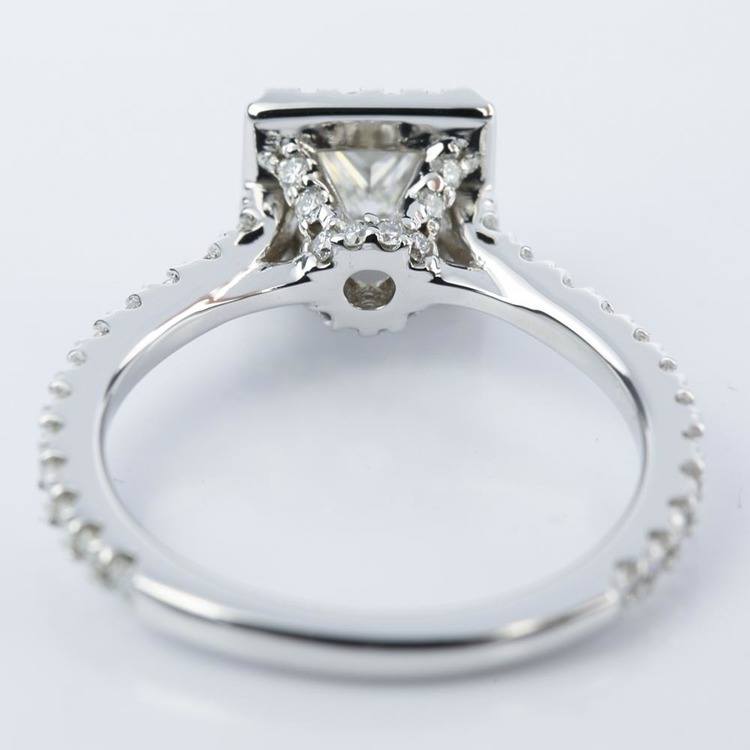 Princess Cut Halo Diamond Engagement Ring In 14K White Gold