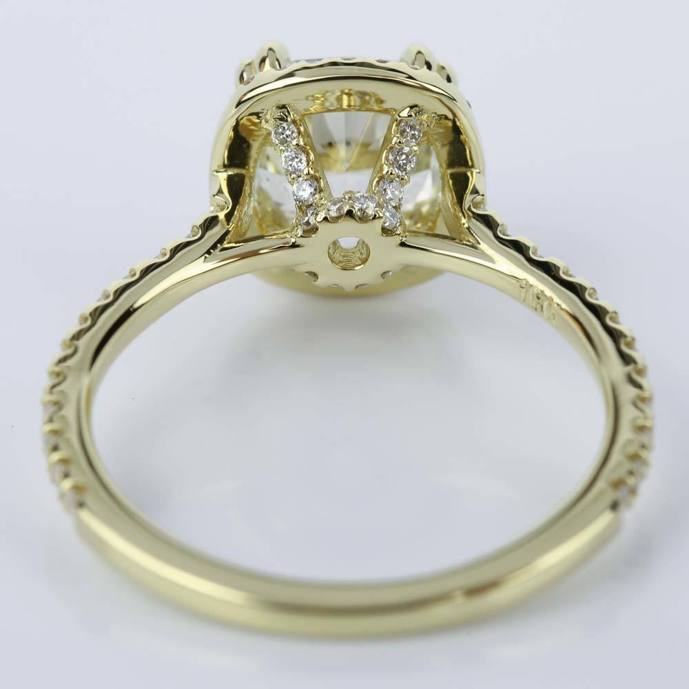2.47 Carat Petite Cushion Halo Engagement Ring In Yellow Gold angle 4