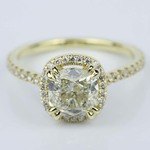 2.47 Carat Petite Cushion Halo Engagement Ring In Yellow Gold - small