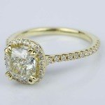 2.47 Carat Petite Cushion Halo Engagement Ring In Yellow Gold - small angle 2