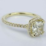 2.47 Carat Petite Cushion Halo Engagement Ring In Yellow Gold - small angle 3