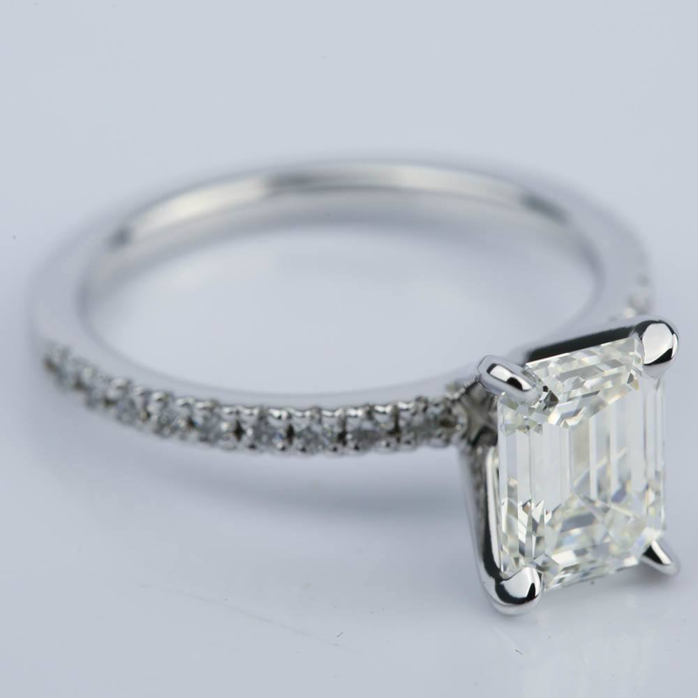 Emerald Cut Diamond Engagement Pave Ring