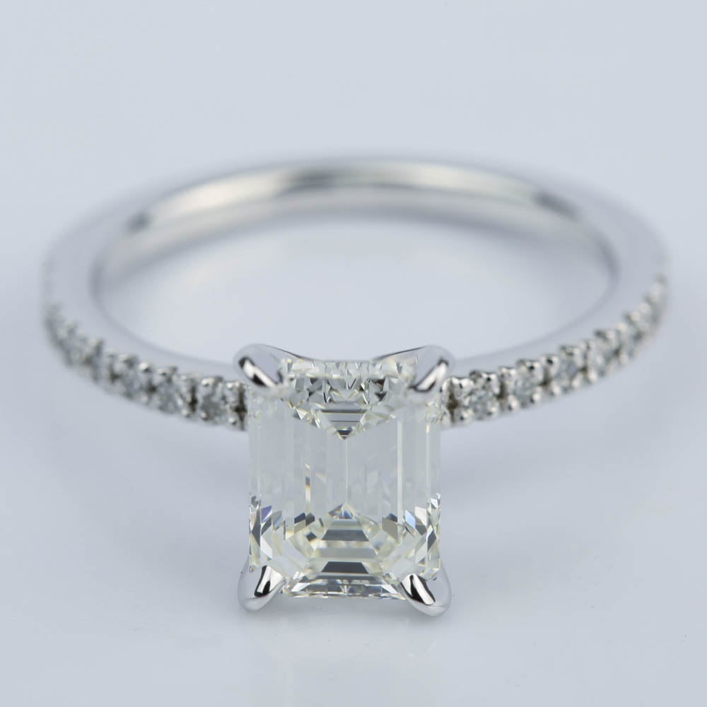 Emerald Cut Diamond Engagement Pave Ring