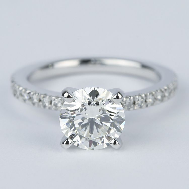 1.5 Ct Diamond Ring With A Round Diamond And Pave Band