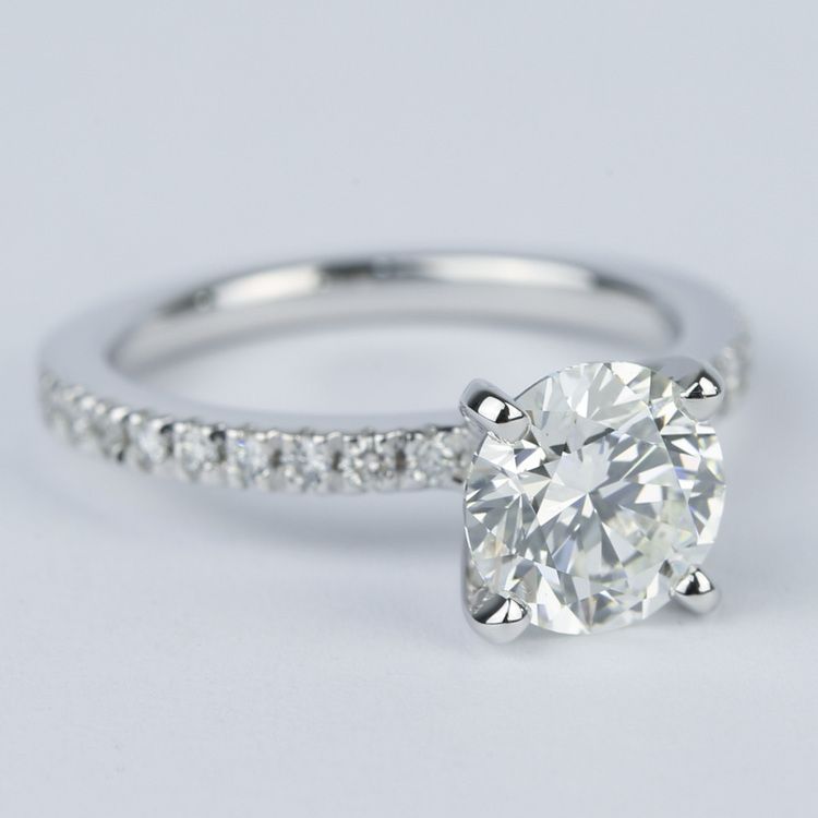 1.5 Ct Diamond Ring With A Round Diamond And Pave Band