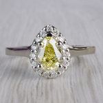 Yellow Diamond Pear Shaped Engagement Ring w/ Diamond Halo - small