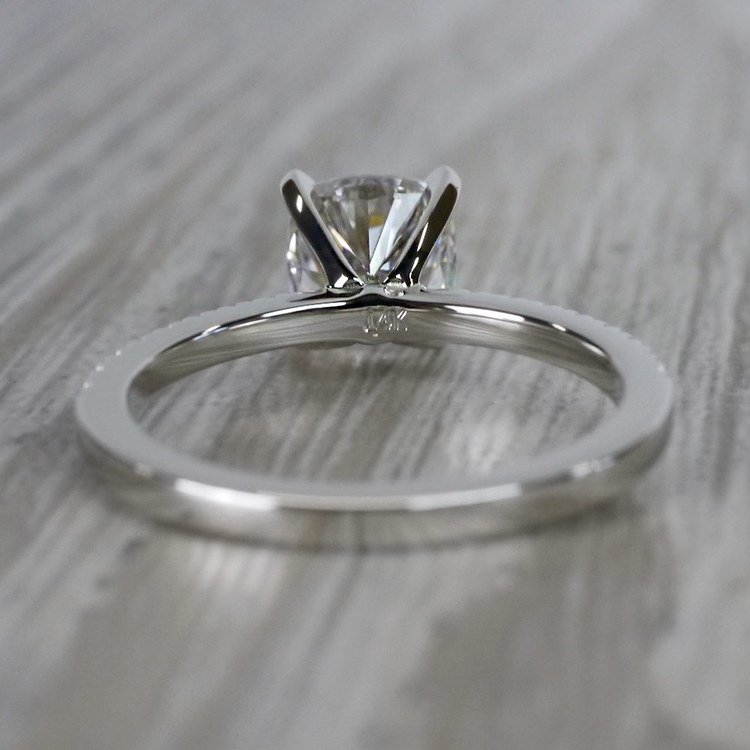 Pretty Pave Cushion Moissanite Diamond Engagement Ring angle 4