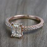 Pretty Pave Rose Gold Engagement Emerald Cut Diamond Ring - small angle 2