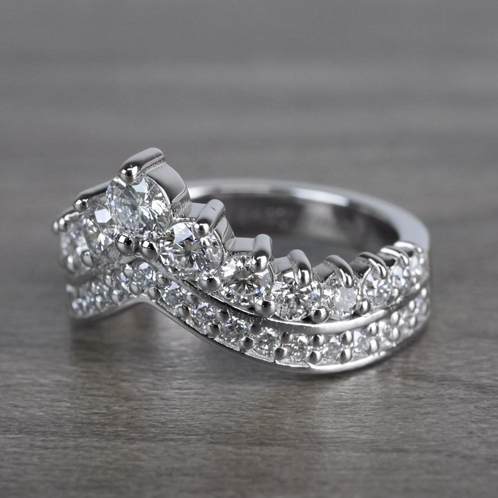 Regal Diamond Tiara Engagement Crown Ring angle 2