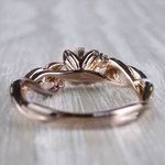 Floral Style Three Stone Engagement Ring In Rose Gold - small angle 4