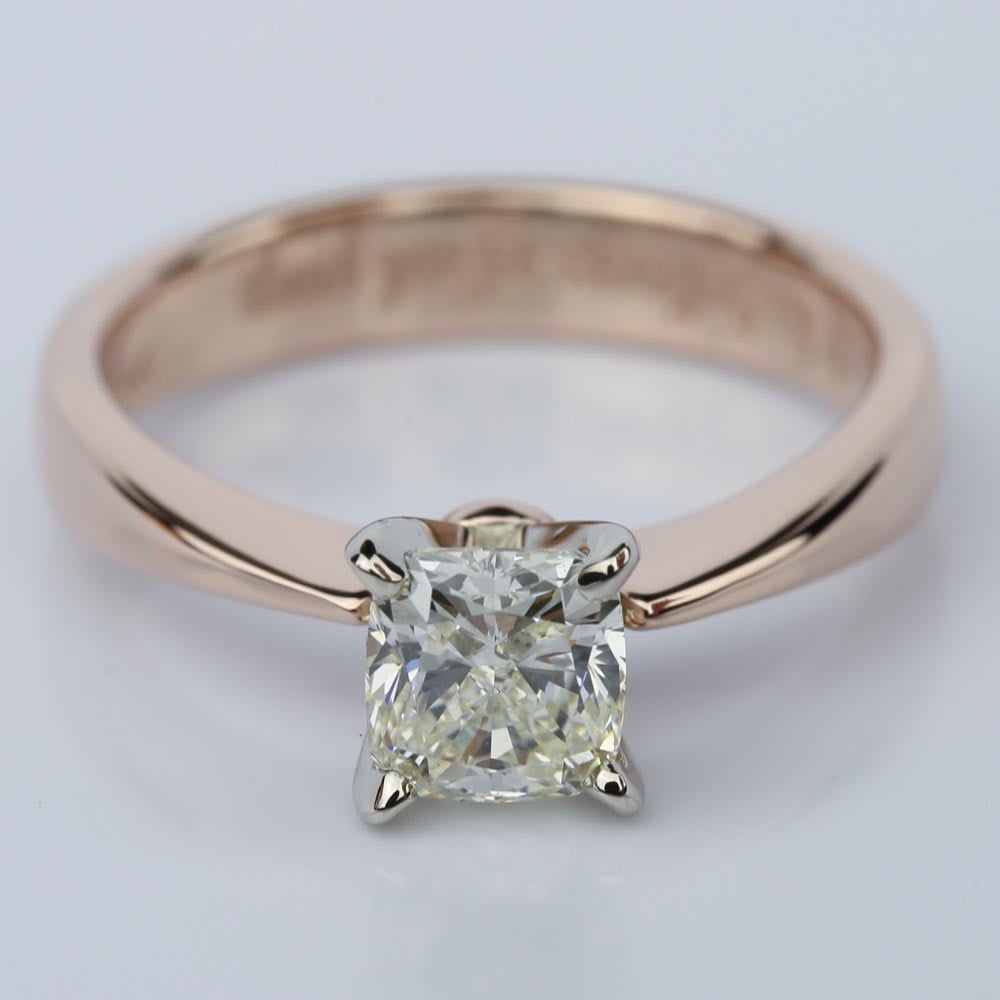1 Carat Rose Gold Flat Taper Solitaire Ring In Vintage Style