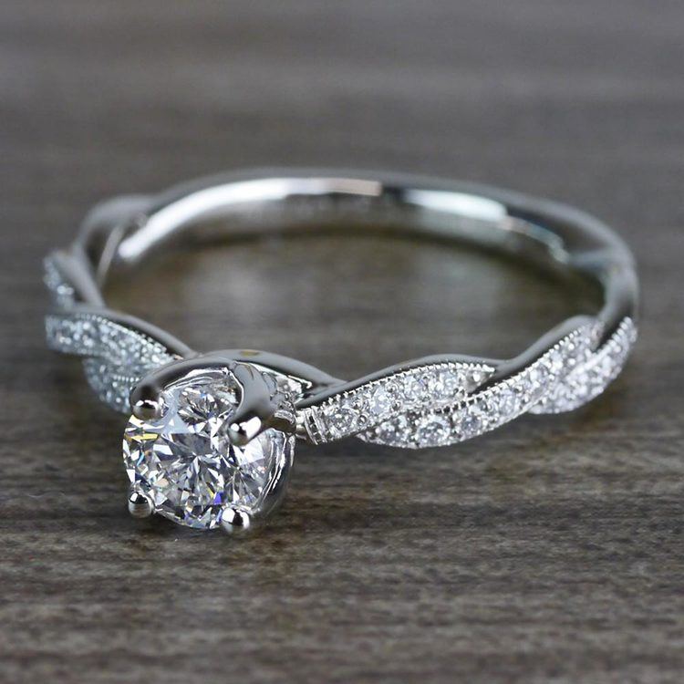Round Diamond Modern Twist Design Engagement Ring angle 2