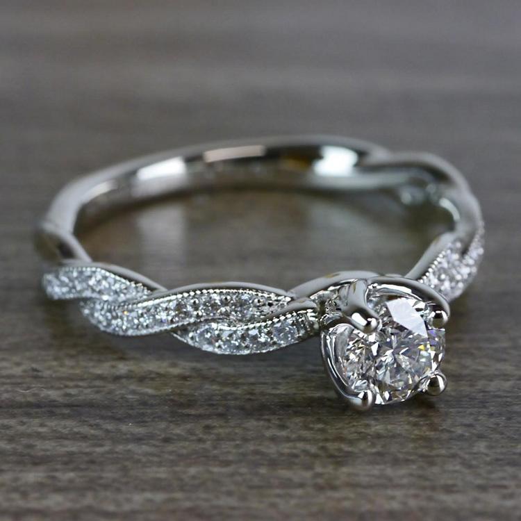 Round Diamond Modern Twist Design Engagement Ring angle 3