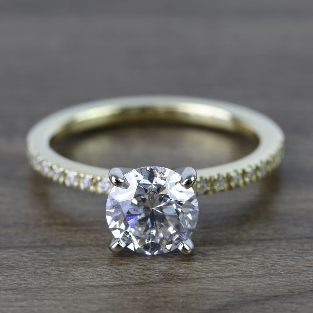 Round Petite Pave Diamond Engagement Ring (1.76 Carat)