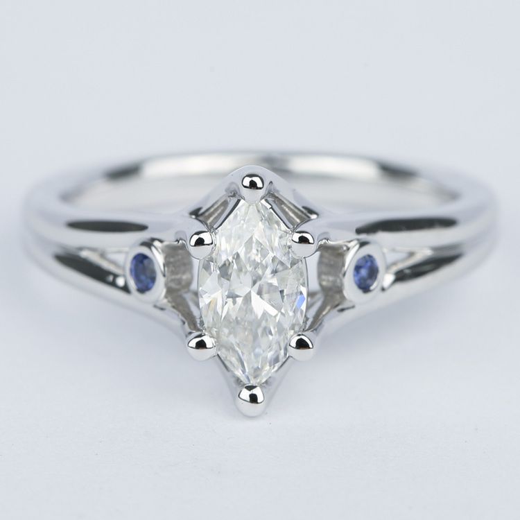 Marquise Diamond Engagement Ring With Sapphire Accents 70 Carat Marquise Diamond Engagement Ring With Sapphire Accents 70 Carat