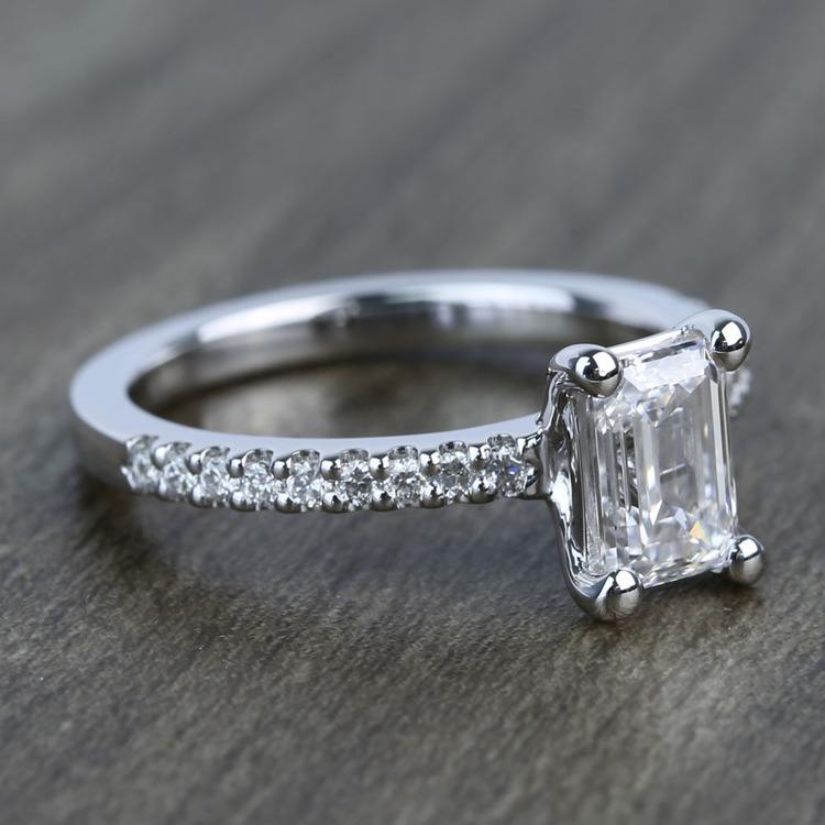 Scallop 1 Carat Flawless Emerald Diamond Engagement Ring