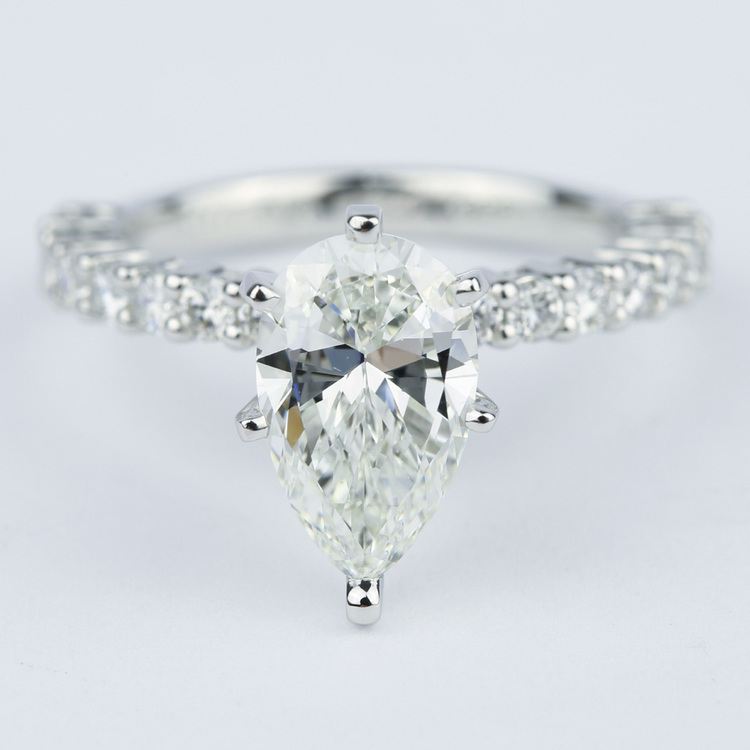 1.9 Carat Pear Diamond Ring Shared Prong Design
